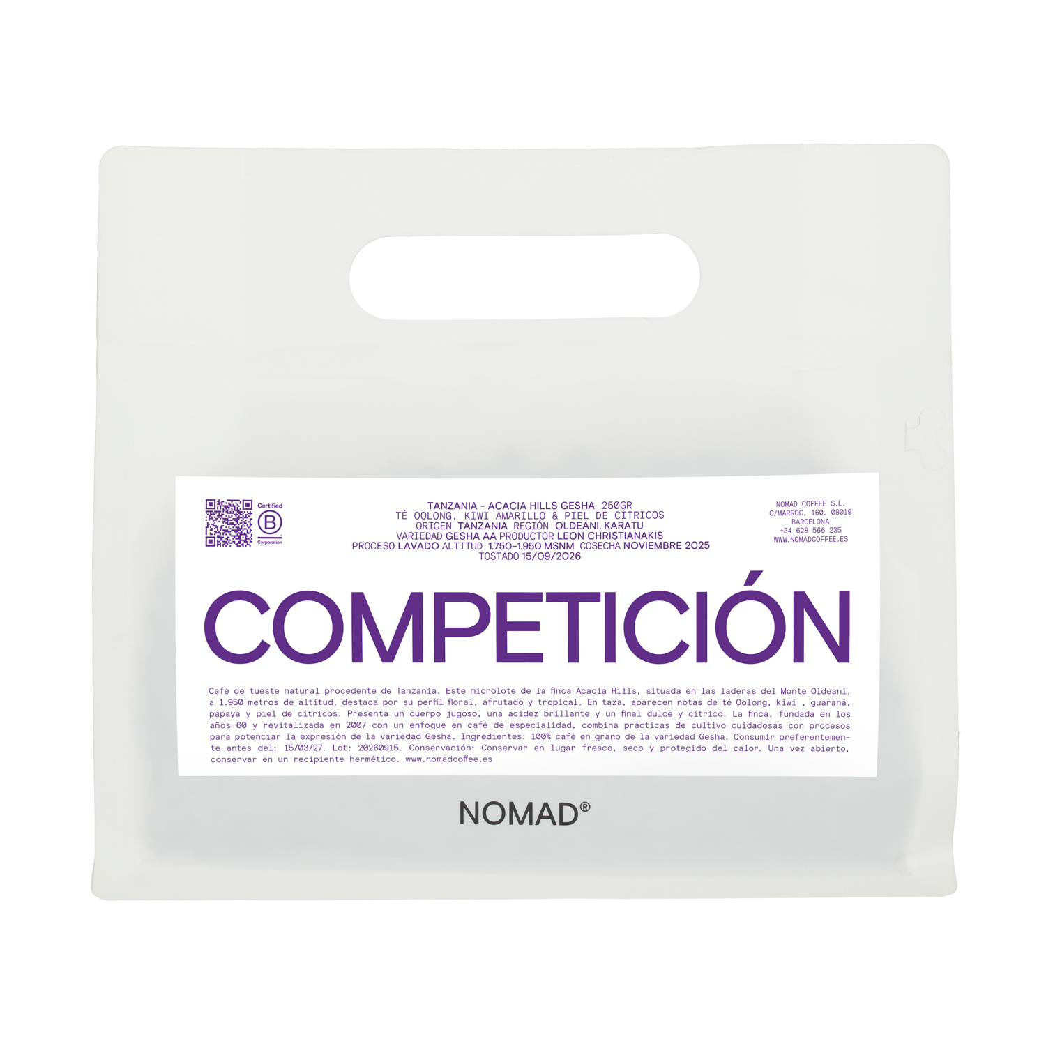 Nomad Coffee - Tanzania Acacia Hills Gesha Washed 250 g