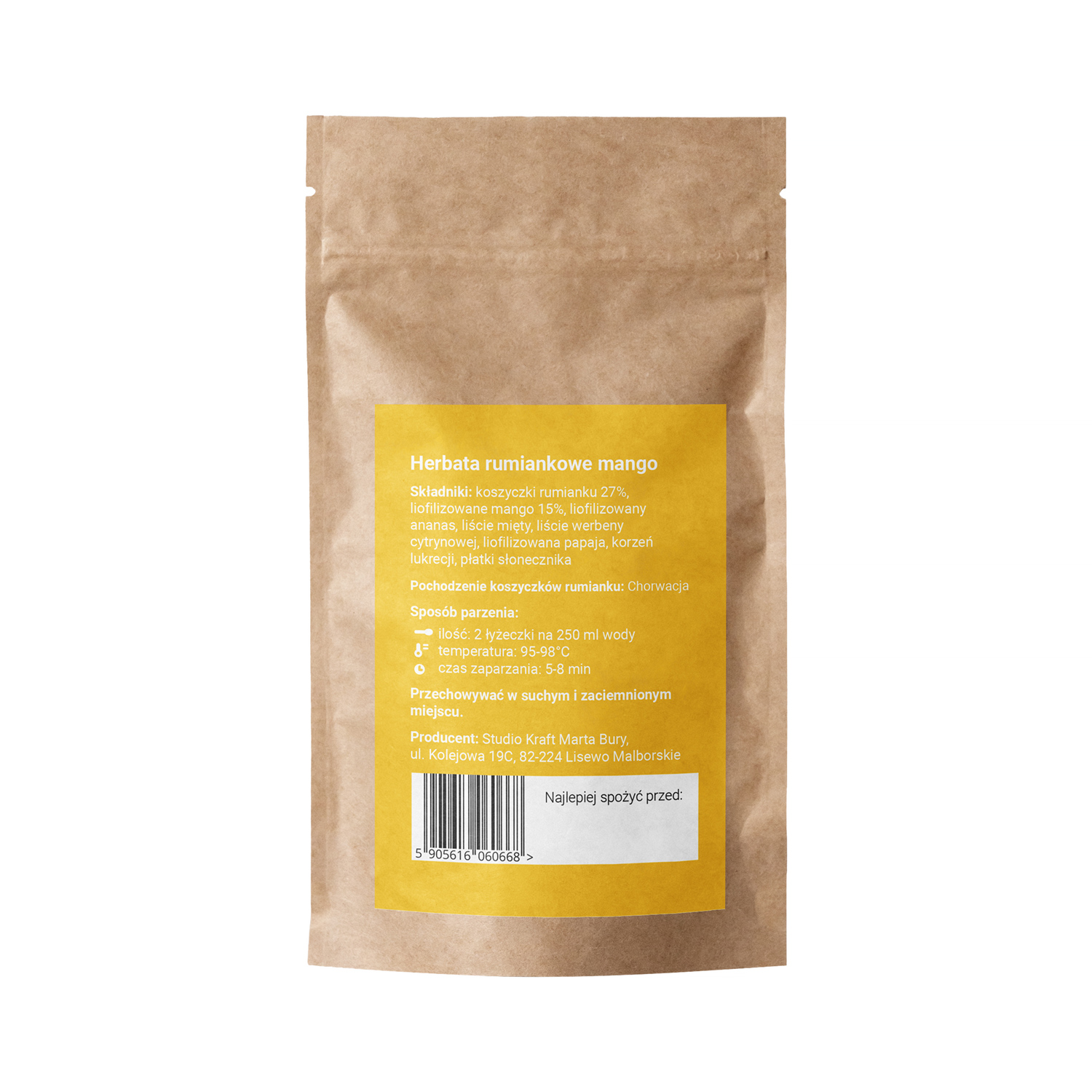 Vegan Tea - napar ziołowo-owocowy sypany Rumiankowe Mango opakowanie uzupełniające 55 g