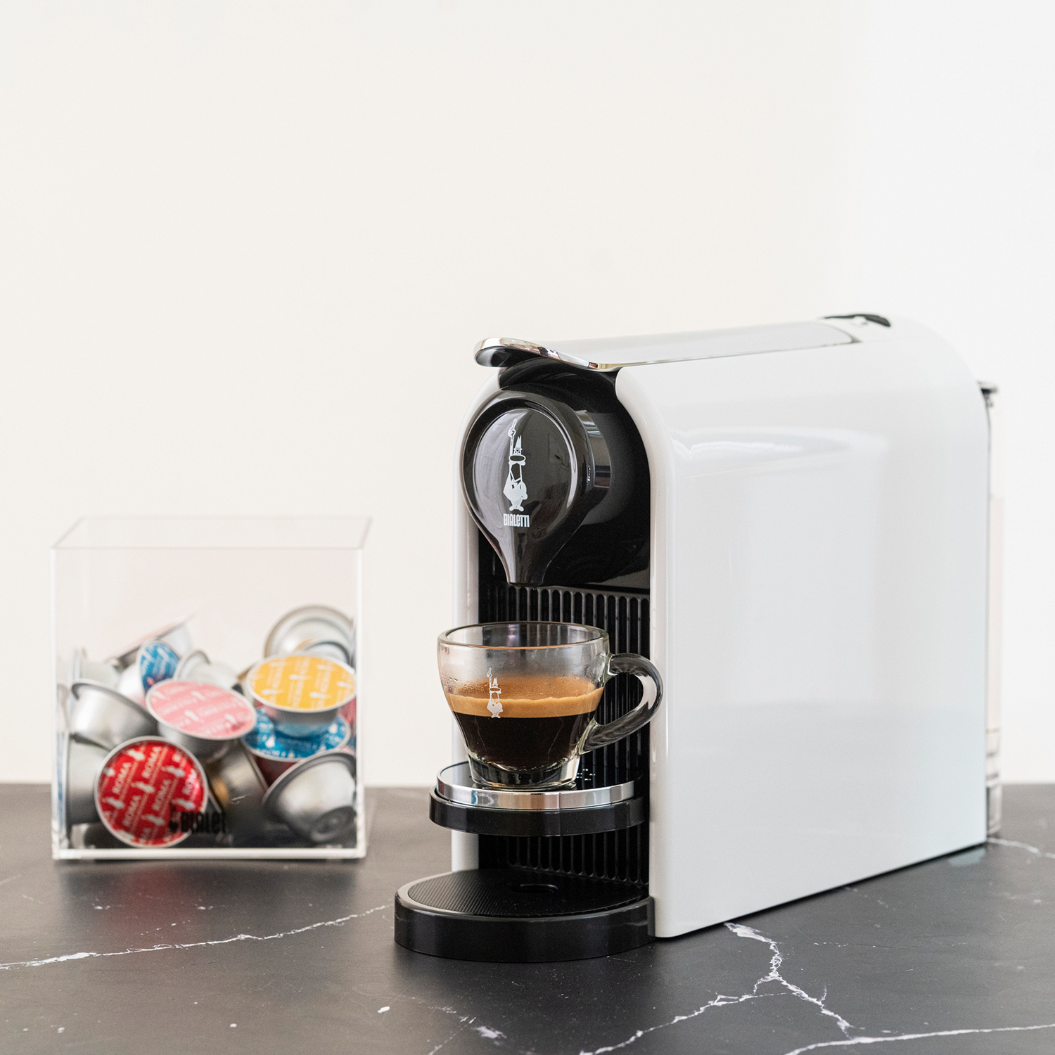 Bialetti - Capsule Coffee Maker Gioia Plus - White + 48 capsule NAPOLI
