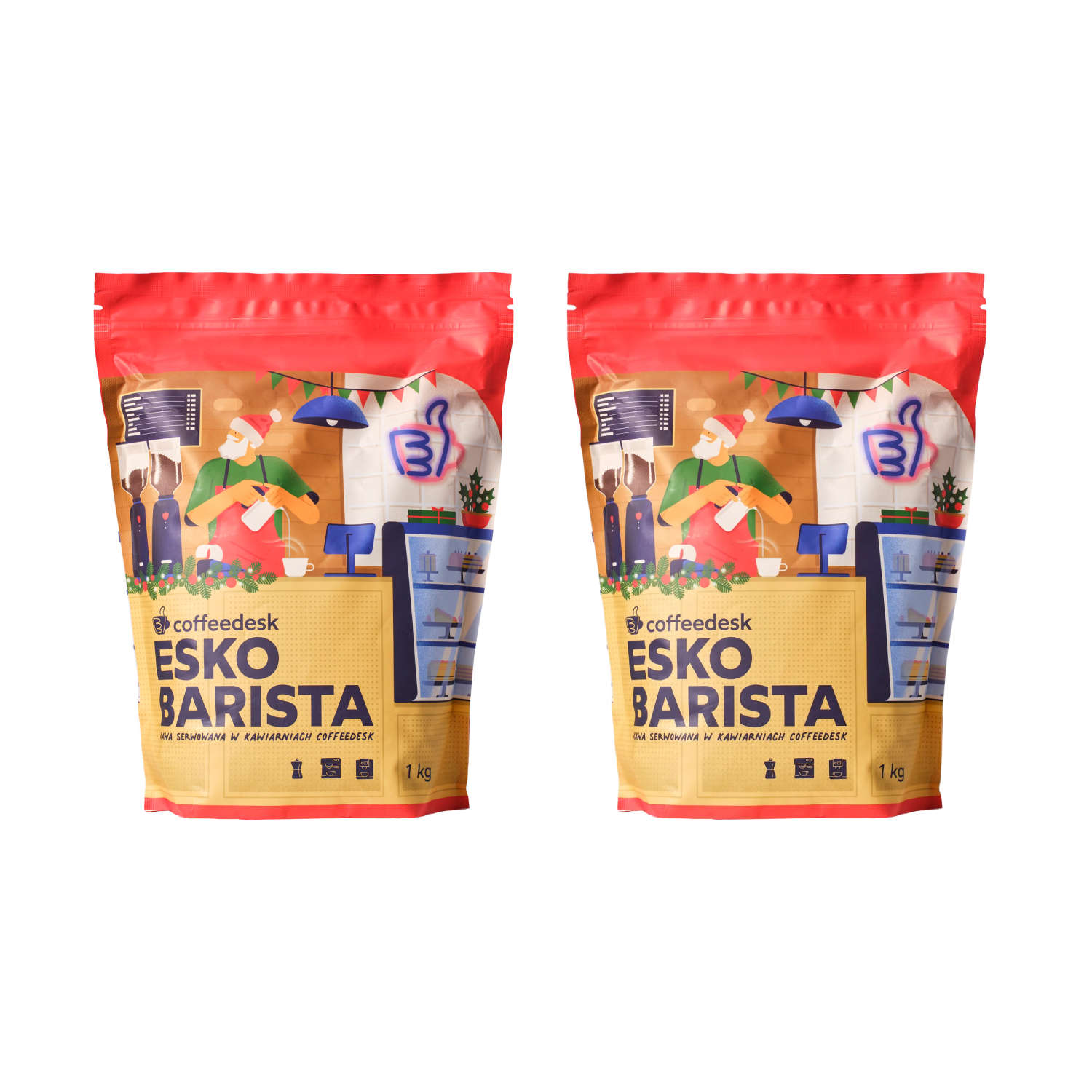 Zestaw 2x Coffeedesk Xmas Esko Barista - kawa ziarnista Brazylia Campo das Vertentes Espresso 1 kg