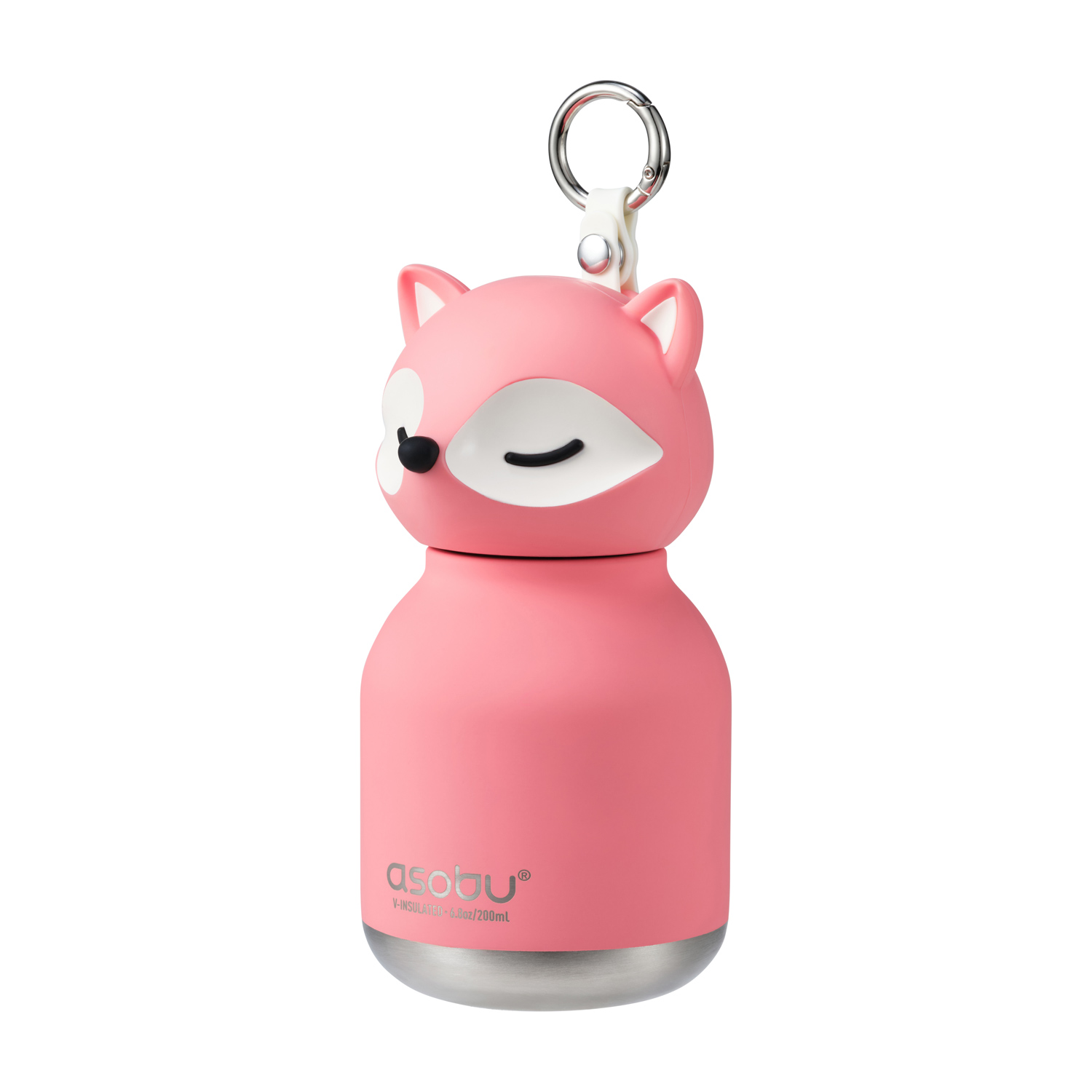 Asobu - Mini Bestie Różowy Lis - Butelka termiczna ze słomką 200ml