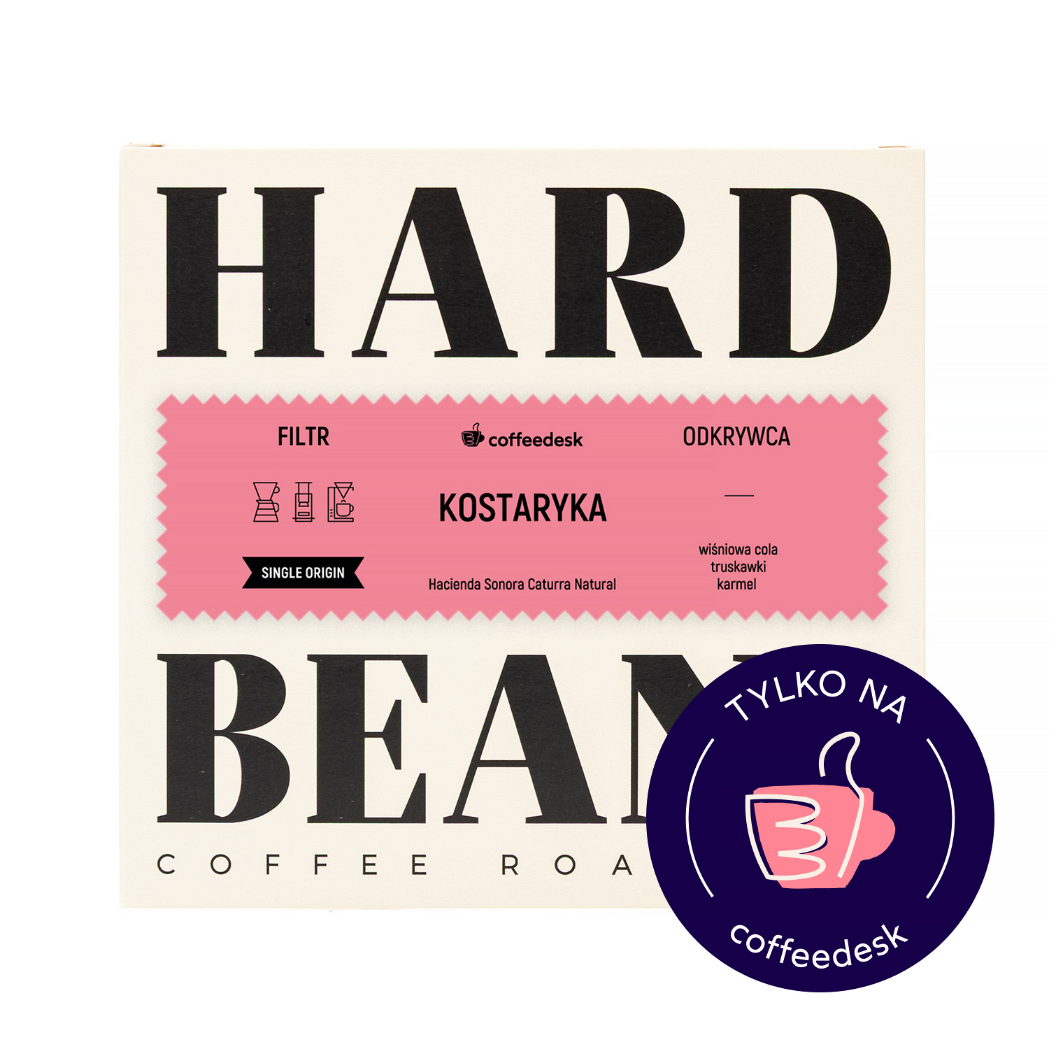 Hard Beans x Coffeedesk - kawa ziarnista Kostaryka Hacienda Sonora Caturra Natural Filter 250 g