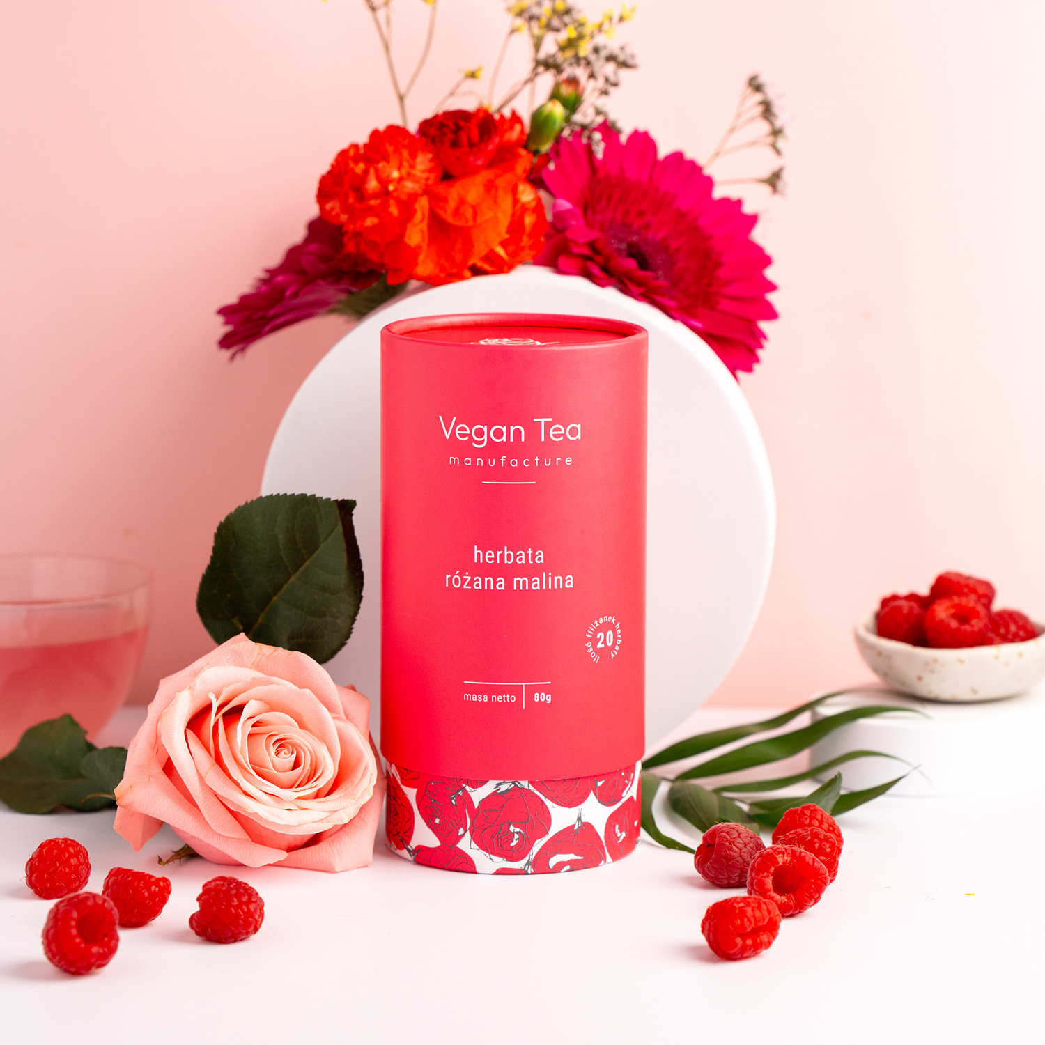 Vegan Tea - white tea Rose Raspberry - Loose Tea 80 g