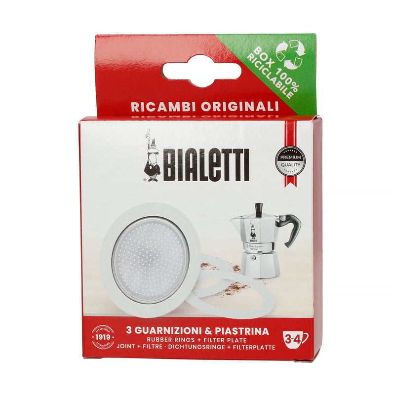 Bialetti - Uszczelka (3 szt.) + sitko do kawiarek aluminiowych Bialetti 3-4tz