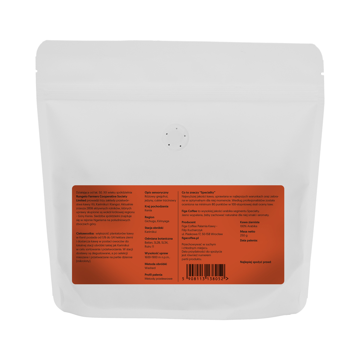 Figa Coffee - kawa ziarnista Kenia Karimikui AA Washed Filter 250 g