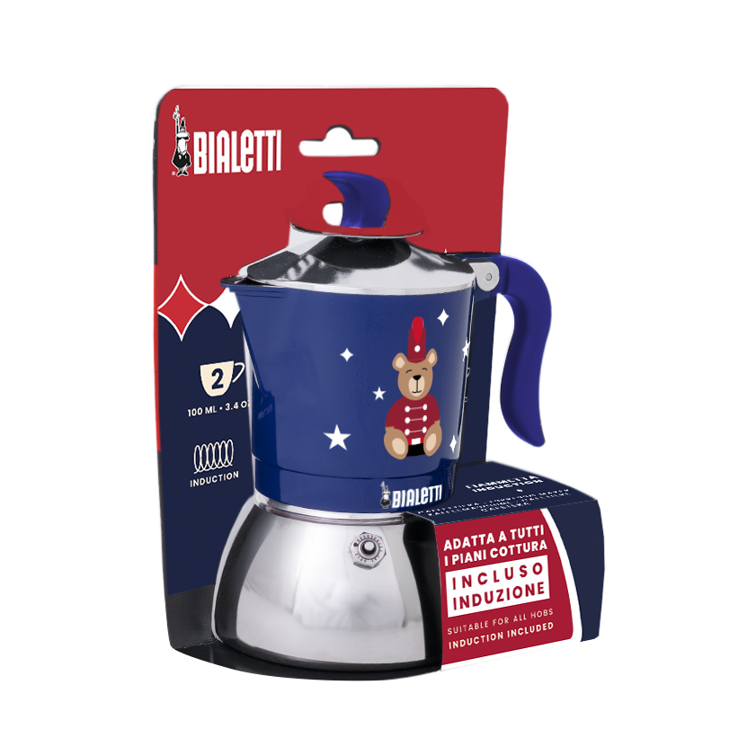 Bialetti - Fiammetta Induction Joyful Christmas Moka Pot 4tz Blue
