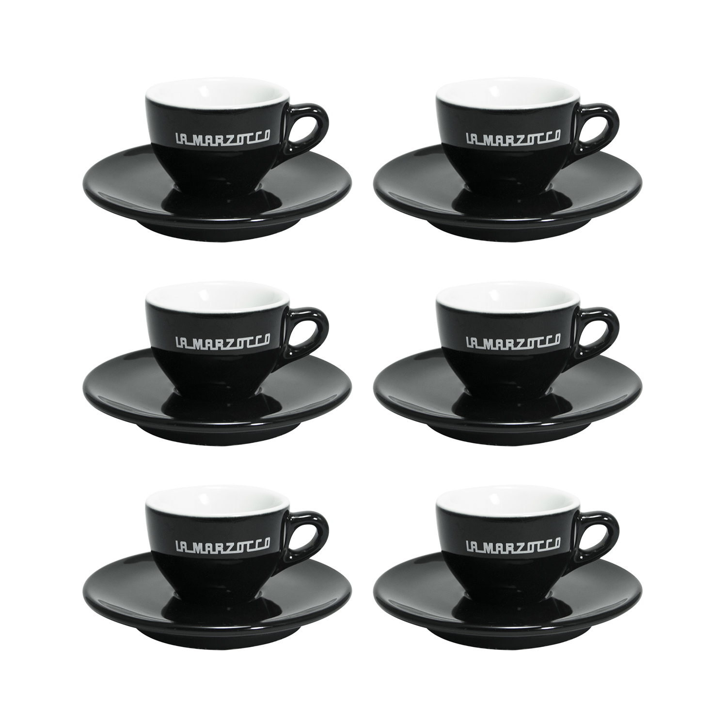 La Marzocco - zestaw 6 filiżanek ze spodkami do espresso Linea 65 ml - czarny