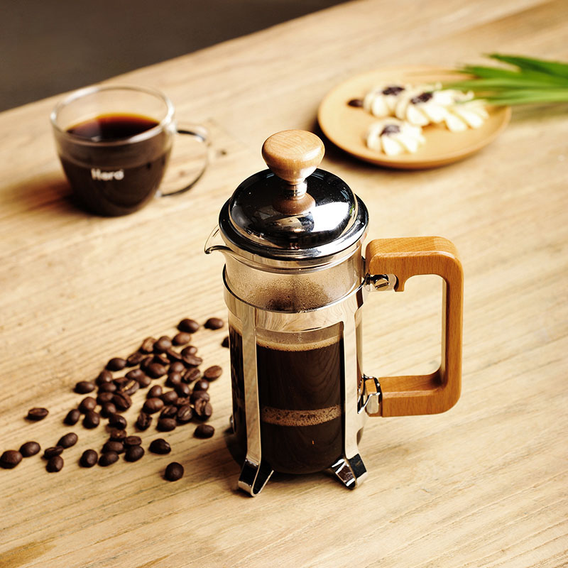 zeroHero - French Press Beech 350 ml - Srebrny