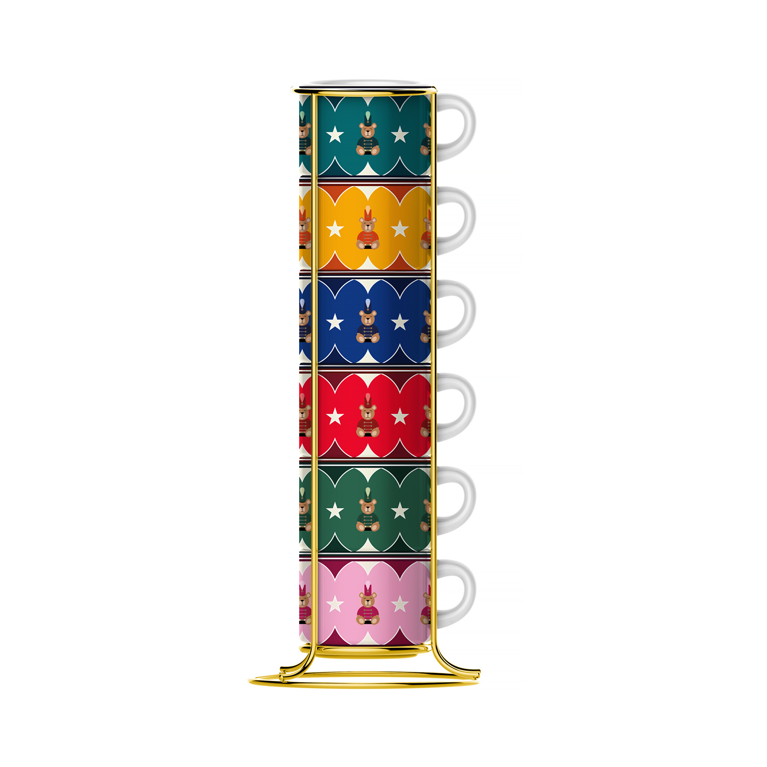 Bialetti - Joyful Christmas Set of 6 Espresso Cups with Stand