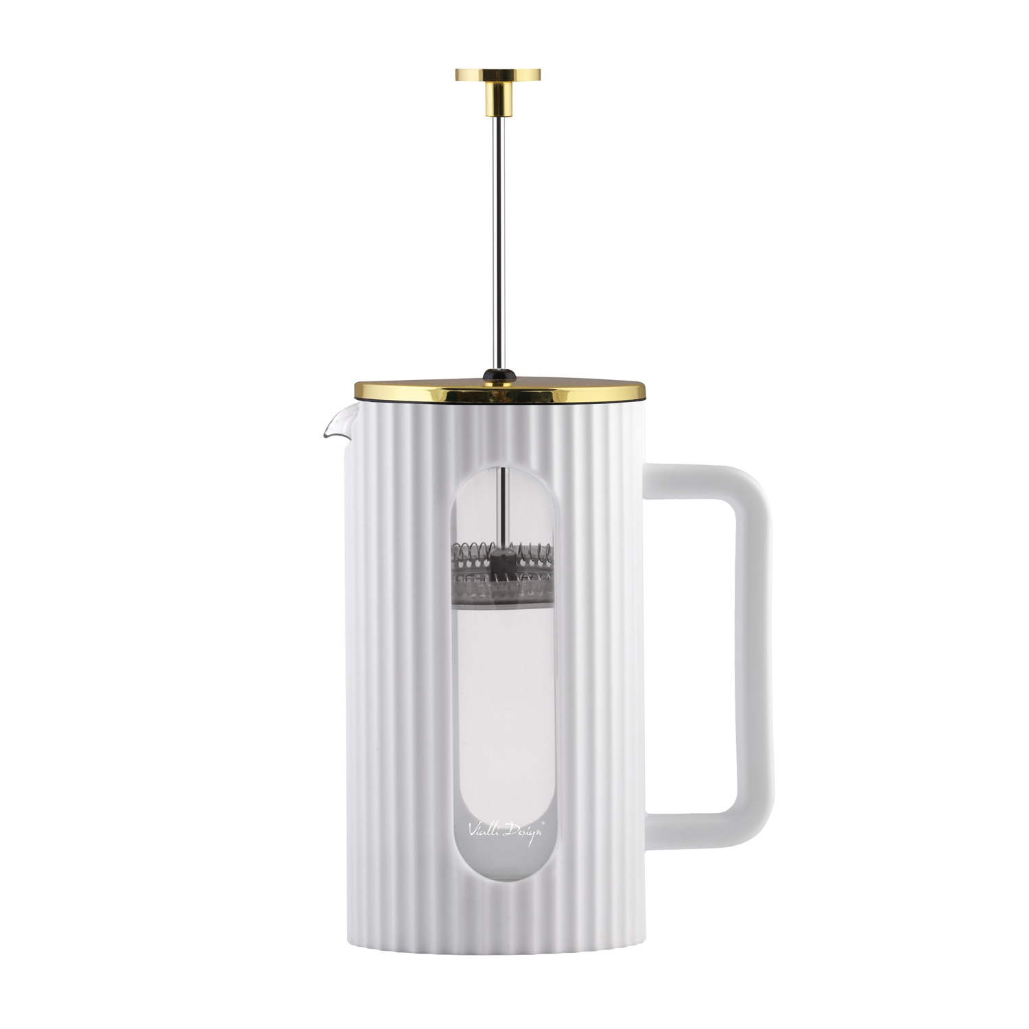 Vialli Design - French press Livio 1 l biało-złoty