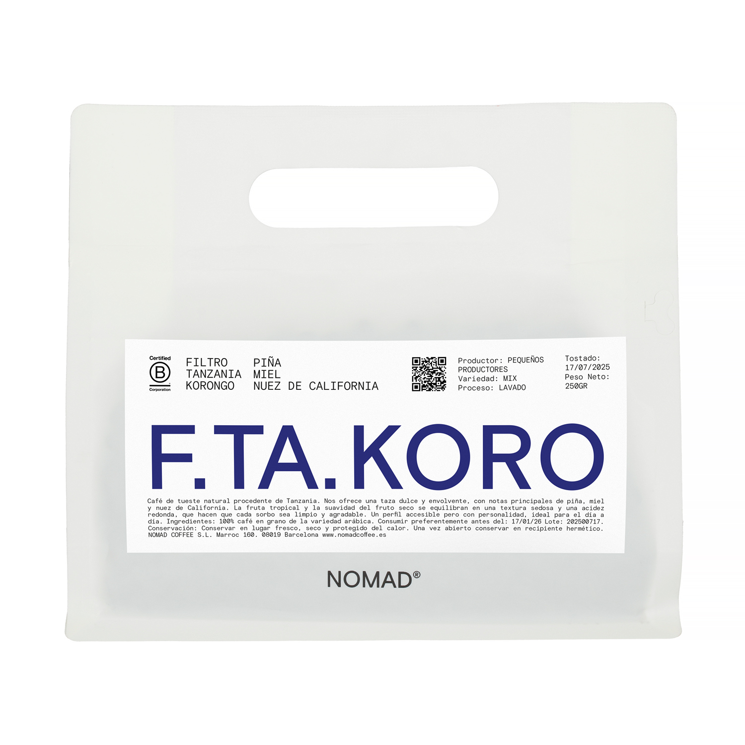 Nomad Coffee - Tanzania Korongo Washed Filter 250 g